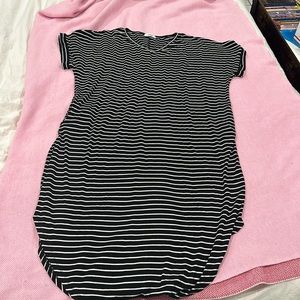 Cherish V Neck short striped Ribbed knit dress